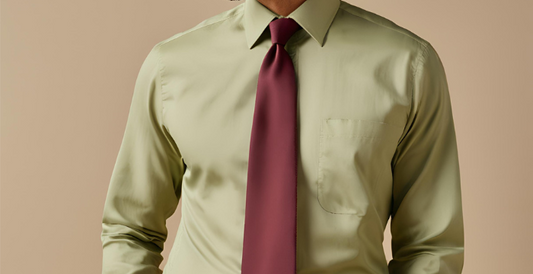 green shirt with burgundy tie