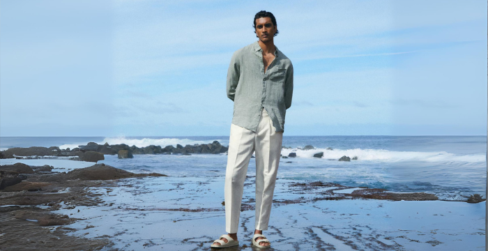 grey shirt white pants