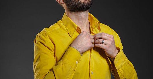 men golden dress shirt