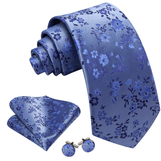 Barry. Wang Silk Ties Royal Blue Floral Ties for Wedding Mens Tie Set