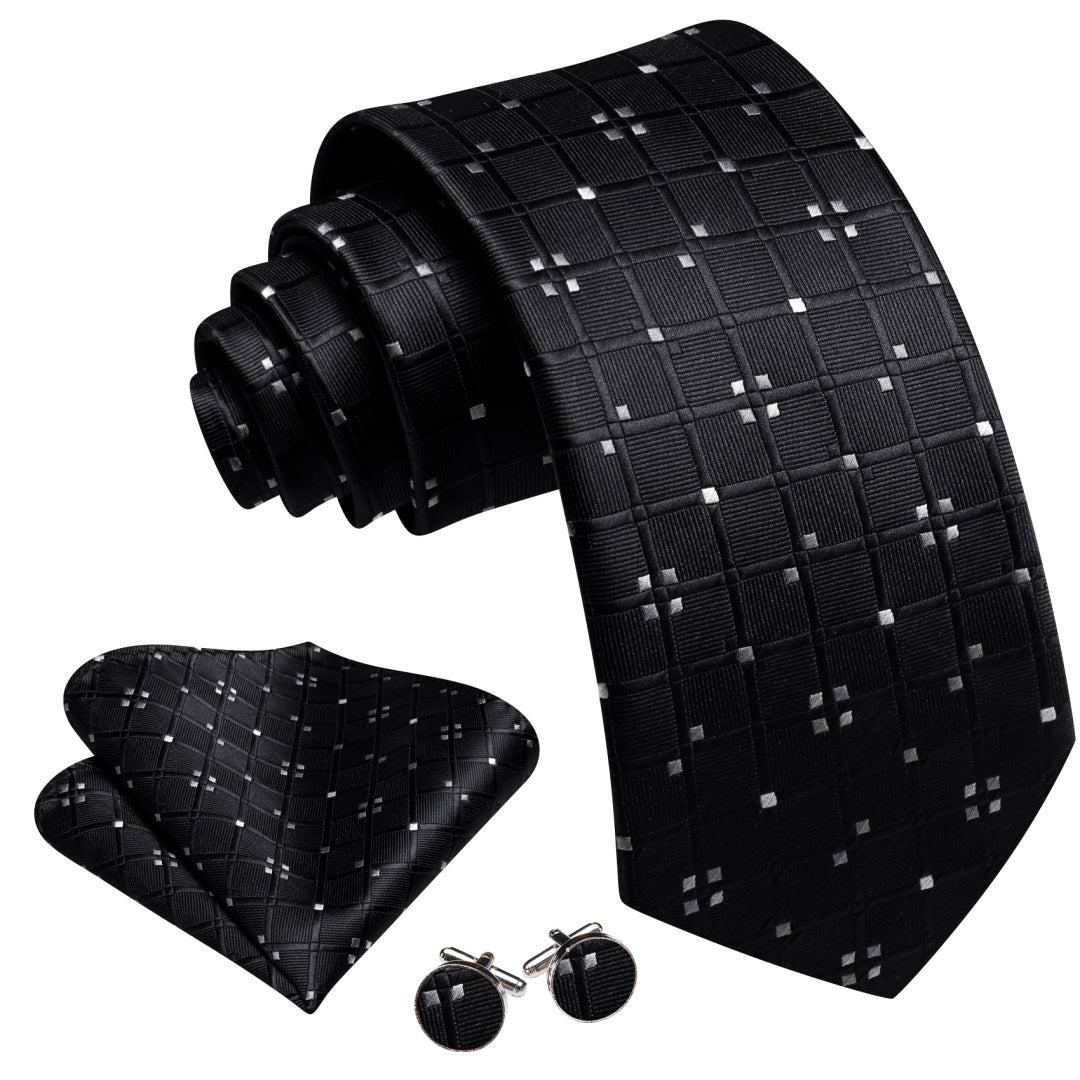 Barry. Wang Mens Black Tie Black White Plaid Ties for for Men Tie Set