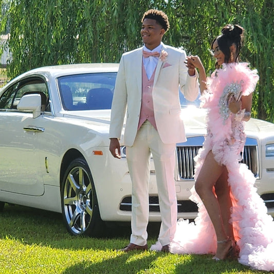 Barry. Wang Mens Pink Suit Vest Solid Dress Vest Necktie Bowtie Hanky Cufflinks Set