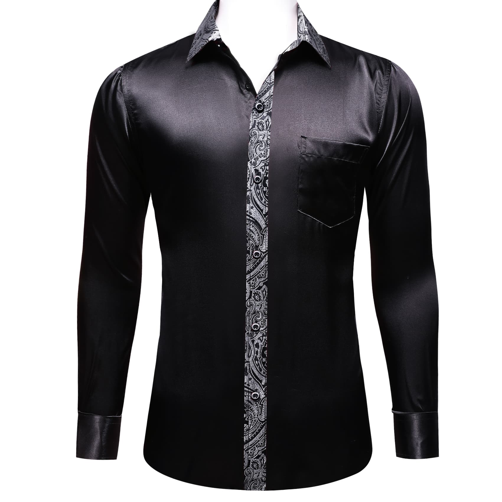men's button up shirts Black Men's Dress Shirt 