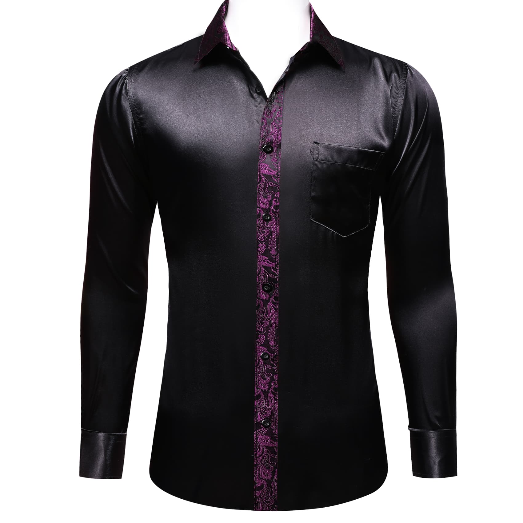 dark purple paisley long sleeve shirt for men 