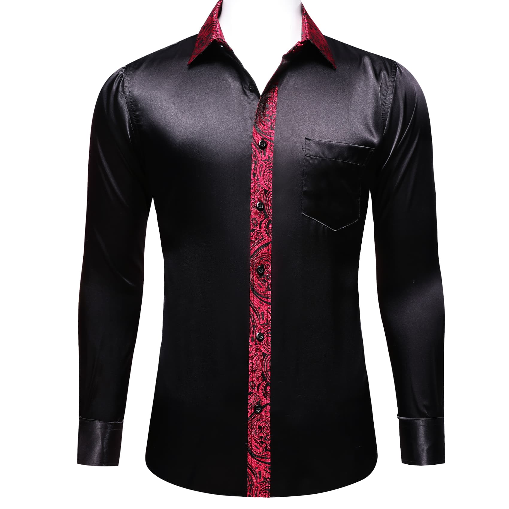 black untucked button down Red  winsdor collar long sleeve shirt 