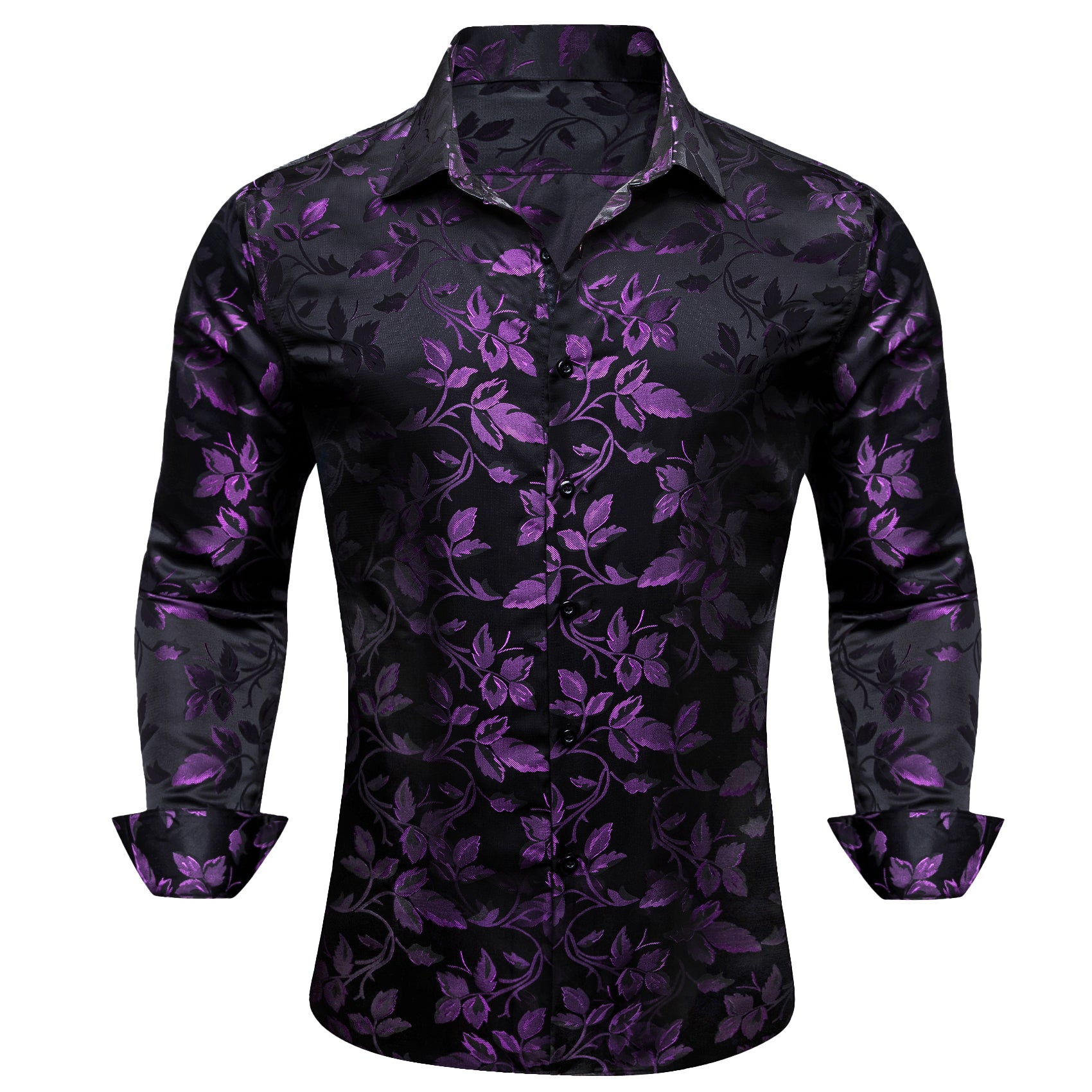 Barry. Wang Mens Dress Shirt Purple Black Floral Long Sleeve Button Up Shirt, S Barry. Wang Mens Dress Shirt Purple Black Floral Long Sleeve Button Up Shirt, S