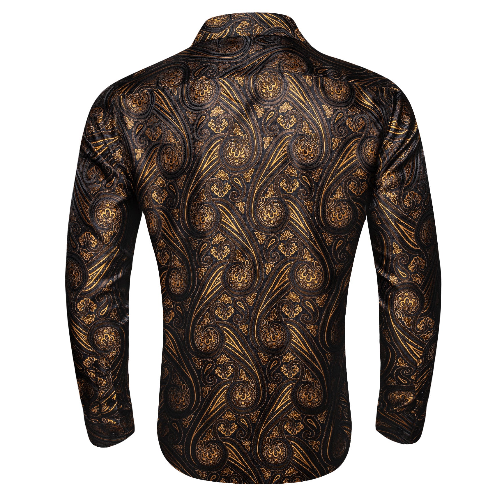 Barry. Wang Gold Casual Shirt Mens Paisley Long Sleeve Button Down Shirt