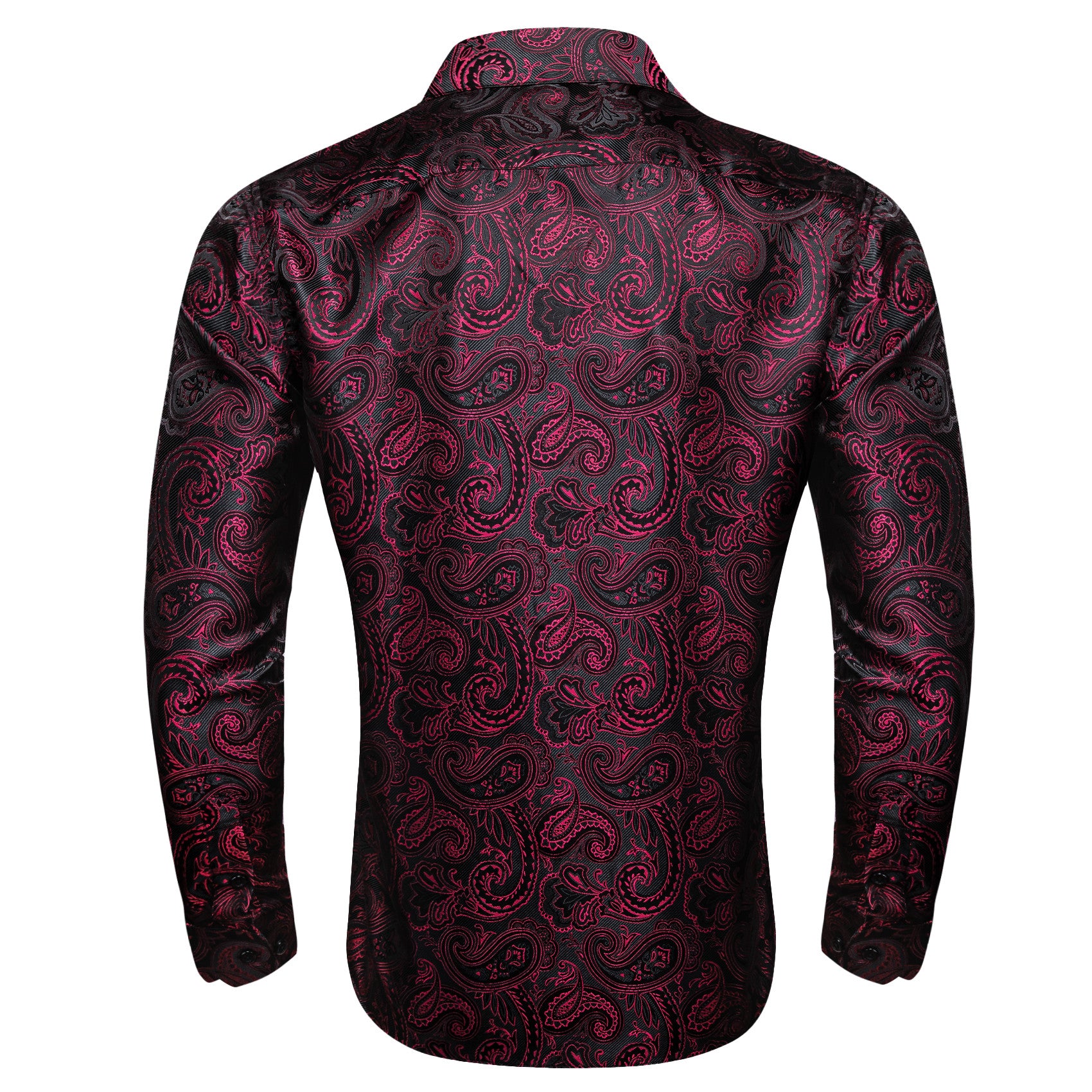 Barry. Wang Mens Burgundy Dress Shirt Paisley Silk Long Sleeve Button Down Shirt