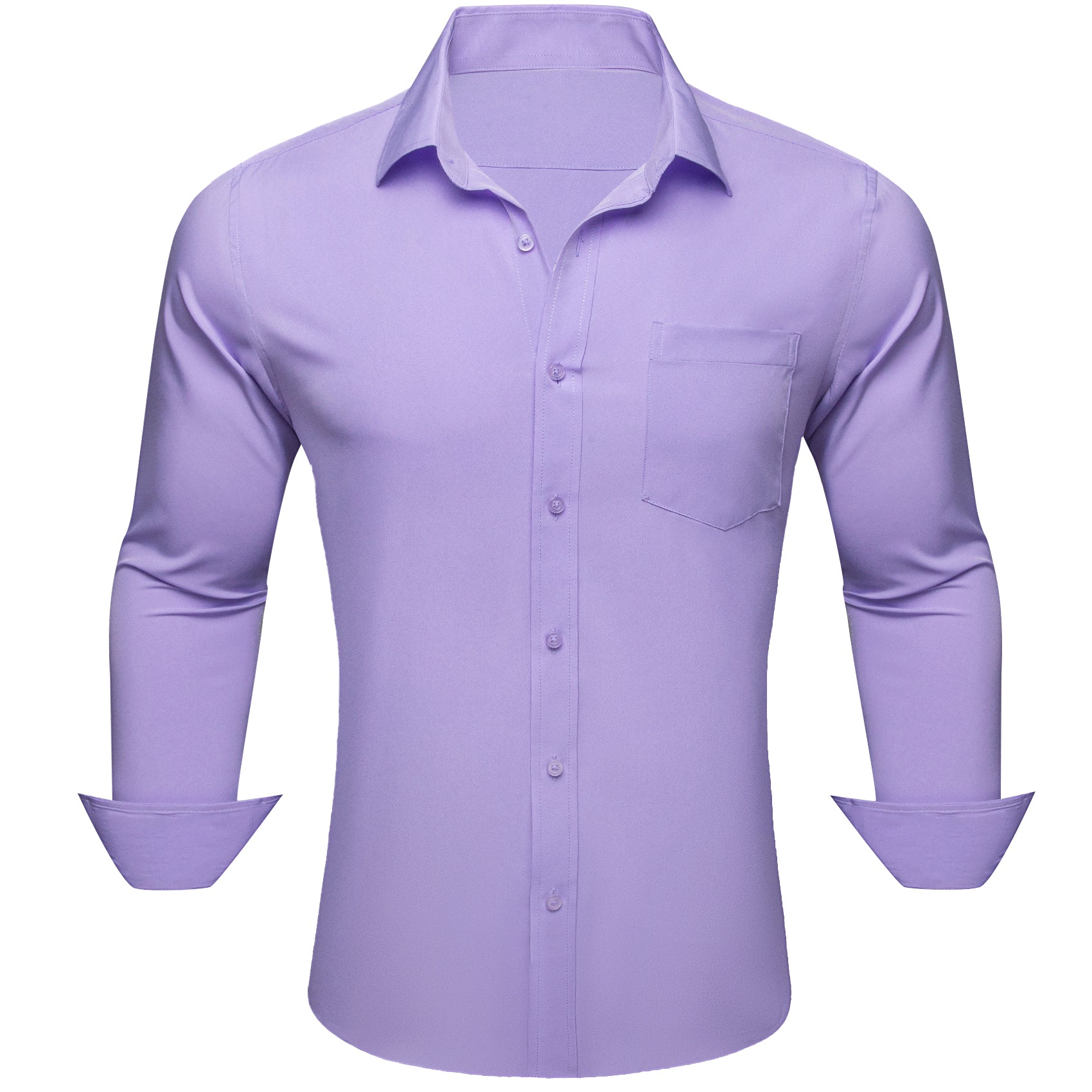 Barry. Wang Mens Silk Lavender Dress Shirt Solid Casual Button Down Long Sleeve Shirt