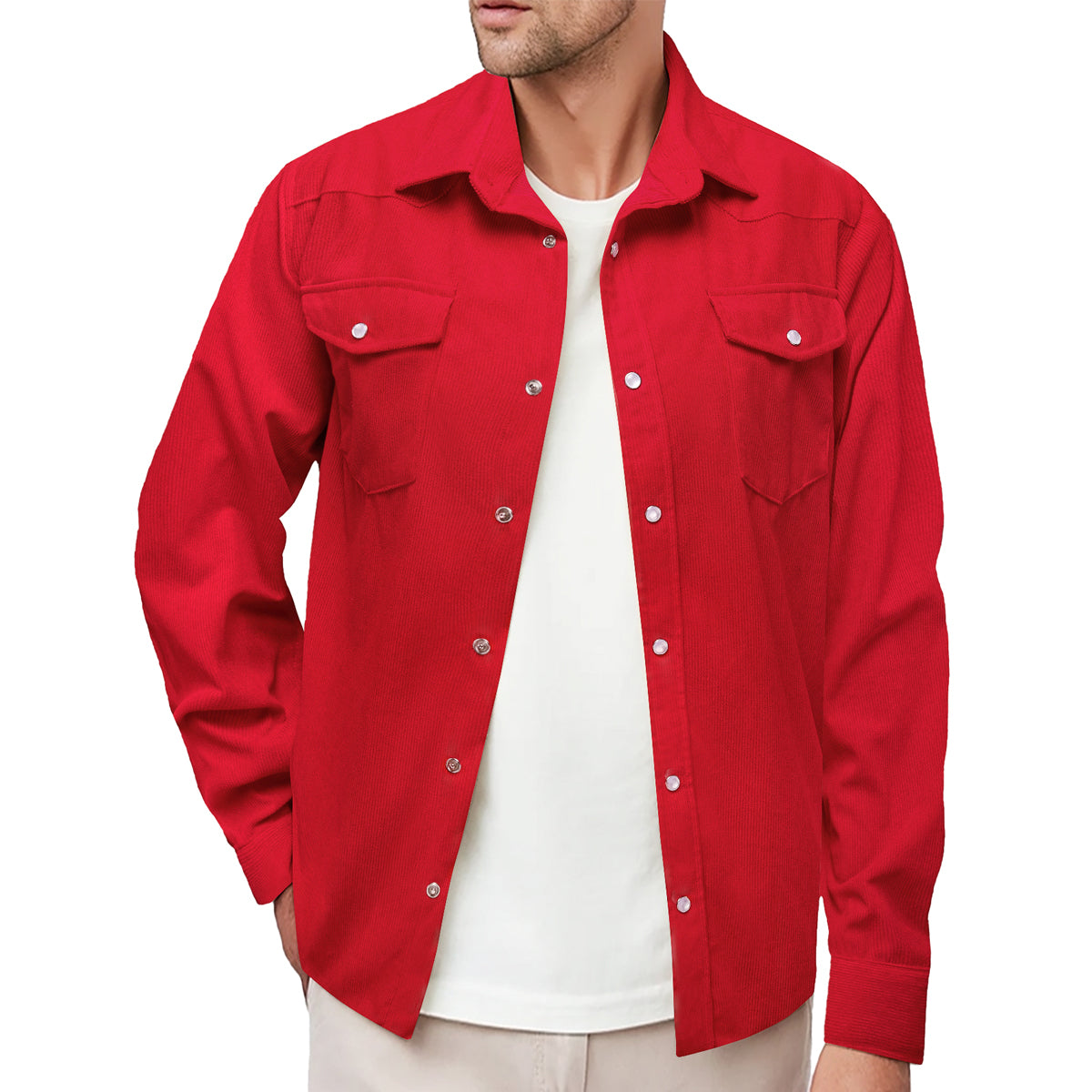 Red Long-Sleeve Flannel Shirt
