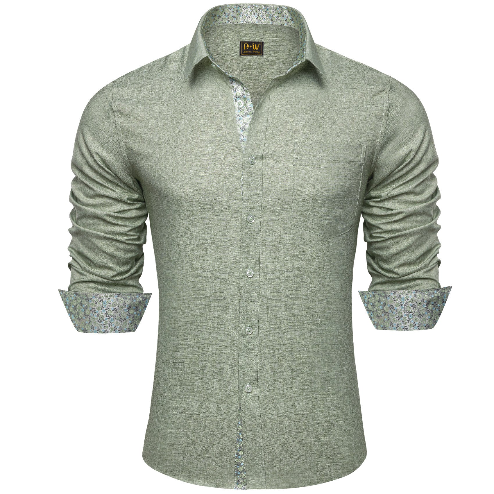 sage green mens dress shirt Barry. Wang Contrast Silk Long Sleeve Business Shirt, 2XL color:RED Bespoke Shirts Royal Blue Rhinestone Bustier Size:10 years (140 cm)