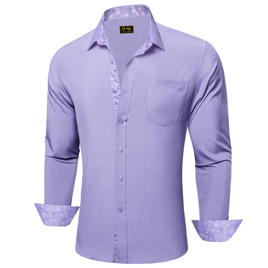 Barry. Wang Silk Button Down Shirt Lilac Construct Long Sleeve Shirt