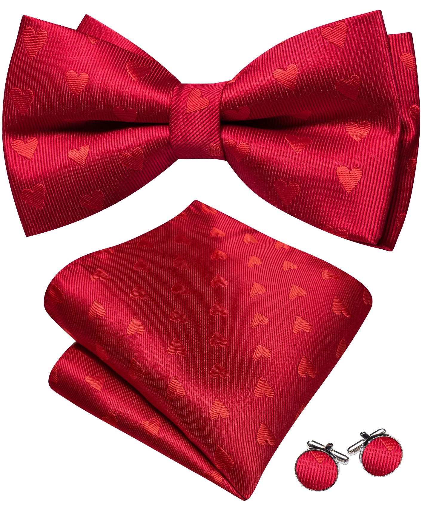 Barry. Wang Red Party Bowtie Men's Adjustable Jacquard Silk Pre-tied Bowtie Set for Tuxedo Formal