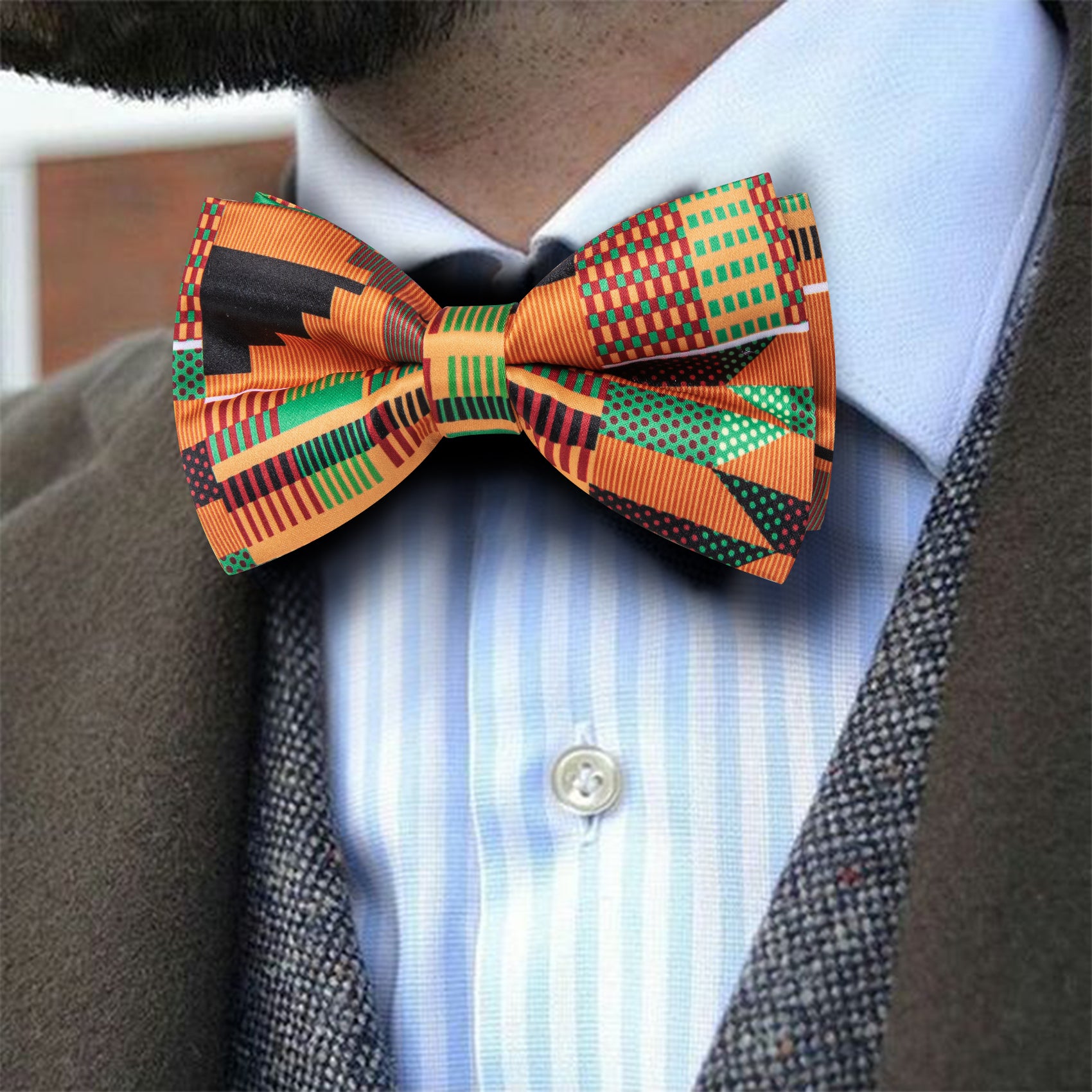 Barry. Wang Orange Bow Tie for Party Pre-tied Adjustable Formal Bow Tie Pocket Square Cufflinks Set