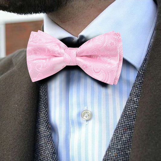 Barry. Wang Dusty Rosepink Bow Tie for Men Paisley Pre-tied Party Bow Tie Pocket Square Cufflinks Set