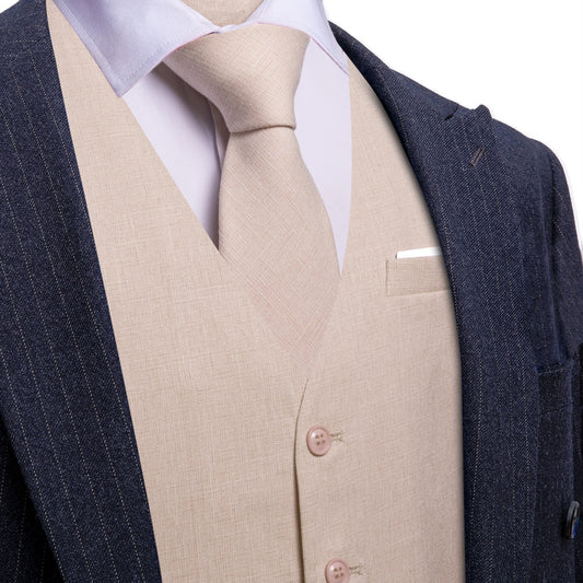 Barry. Wang Formal khaki Suit Vest Business Slim Fit Dress Waistcoat Tie Hanky Cufflinks Set