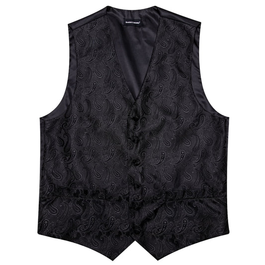 black suit blue vest black mens vest