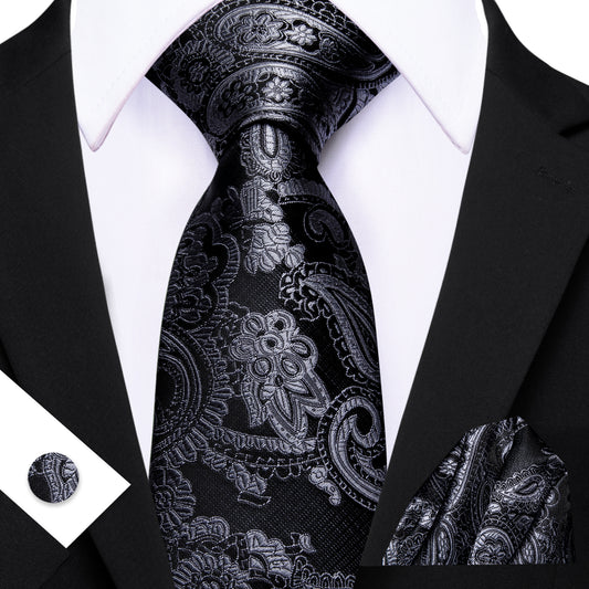Barry. Wang Paisley Silk Tie Hanky Cufflinks Set