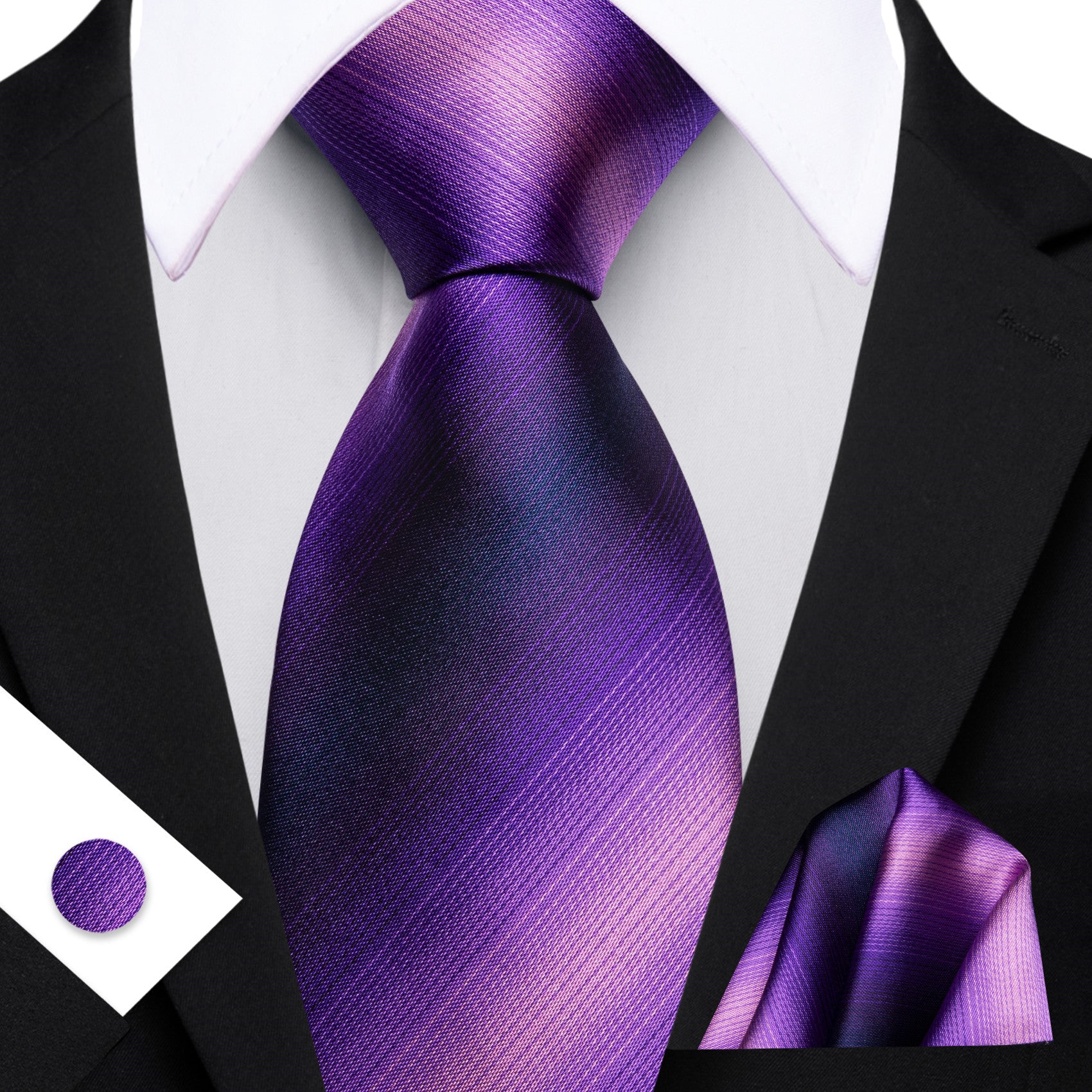 Barry. Wang Striped Tie Royal Purple Mens Work Tie Pocket Square Cufflinks Set