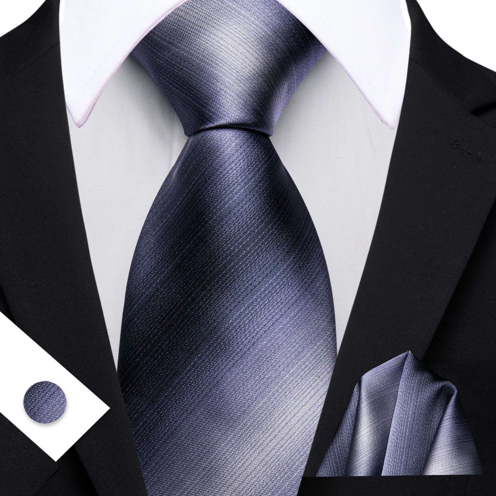 Barry. Wang Striped Tie Grey Mens Business Work Tie Pocket Square Cufflinks Set