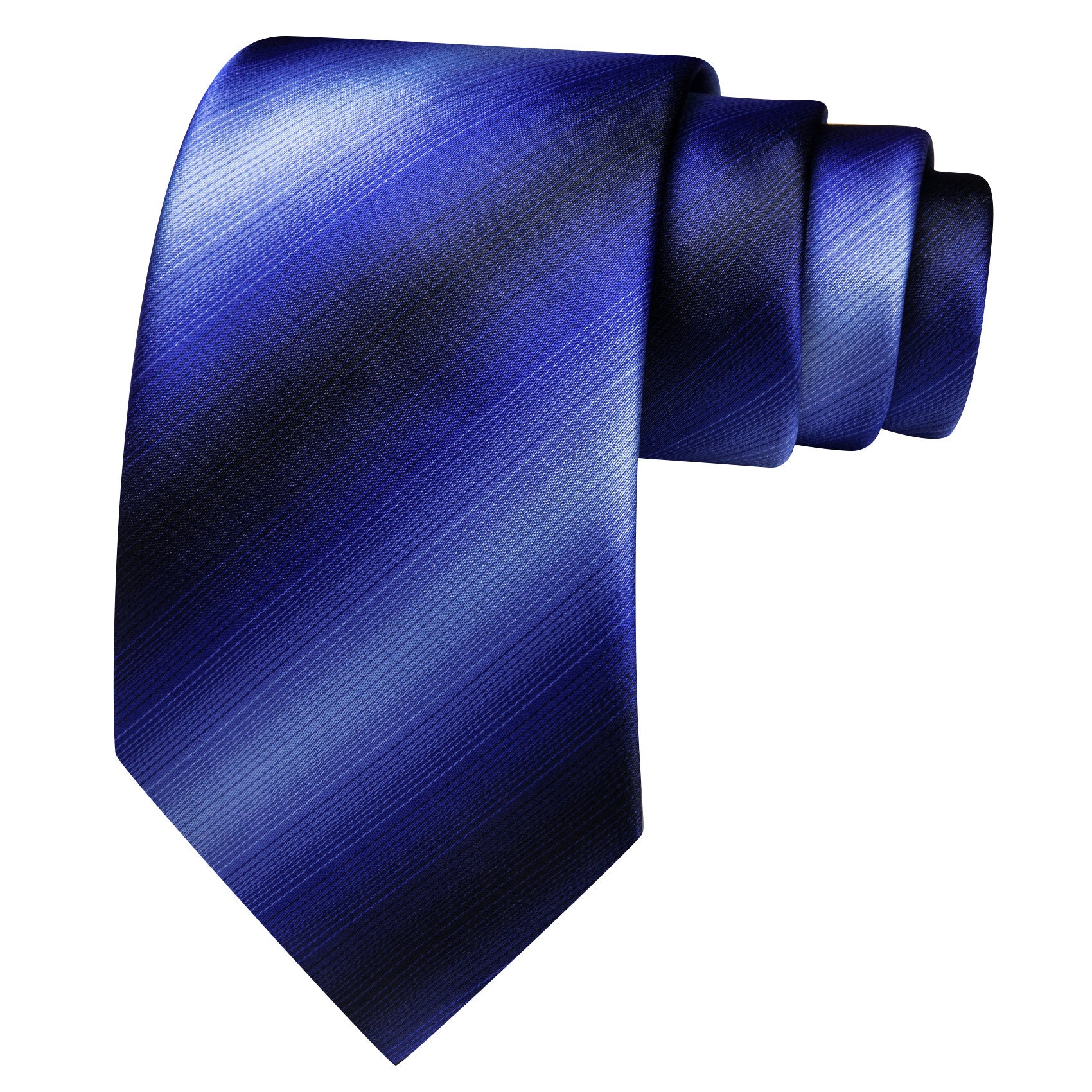 Barry.Wang Stripe Ties Royal Blue Silk Classic Necktie Pocket Square Cufflinks Set
