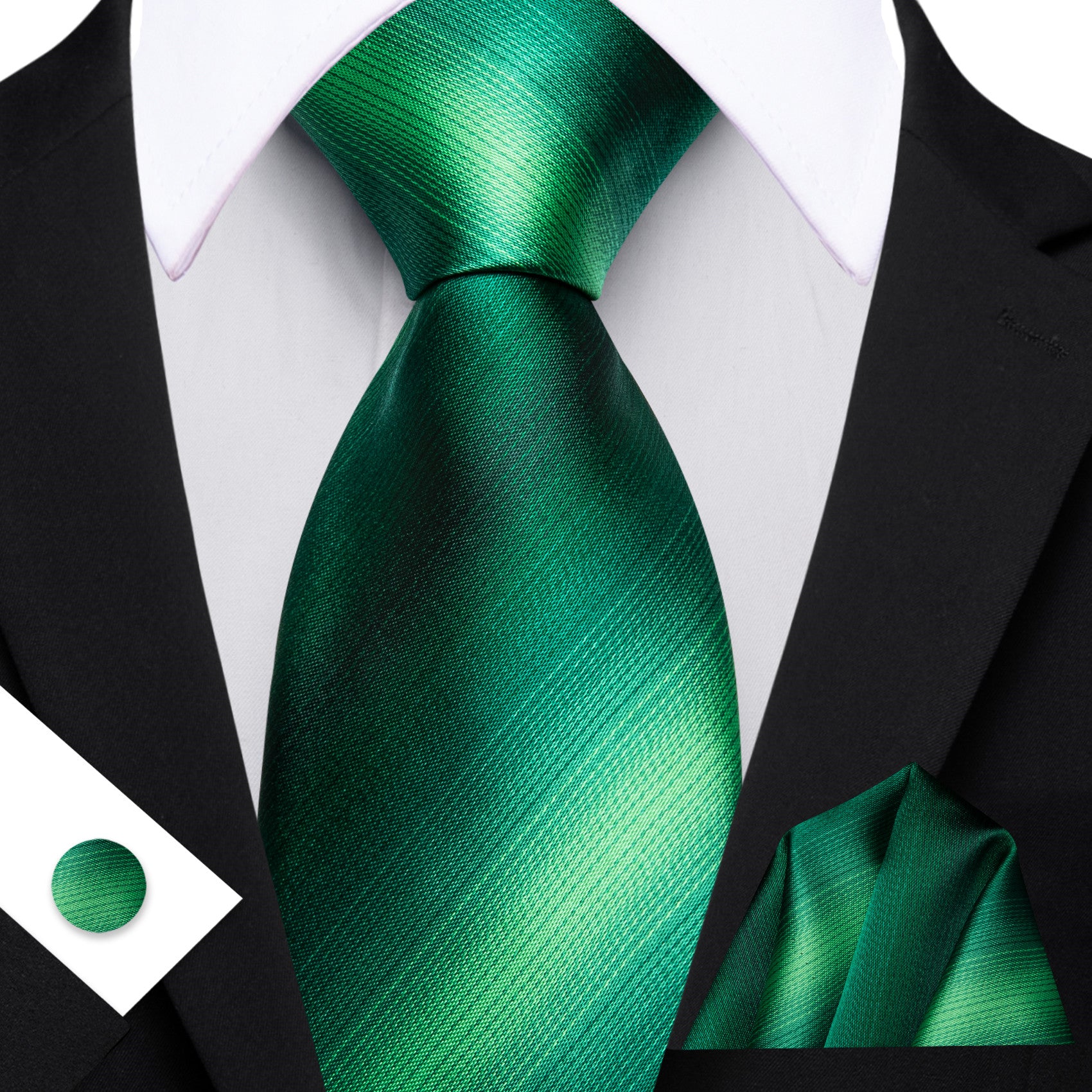 Barry. Wang Mens Emerald Green Necktie Striped Tie Formal Suit Tie Set