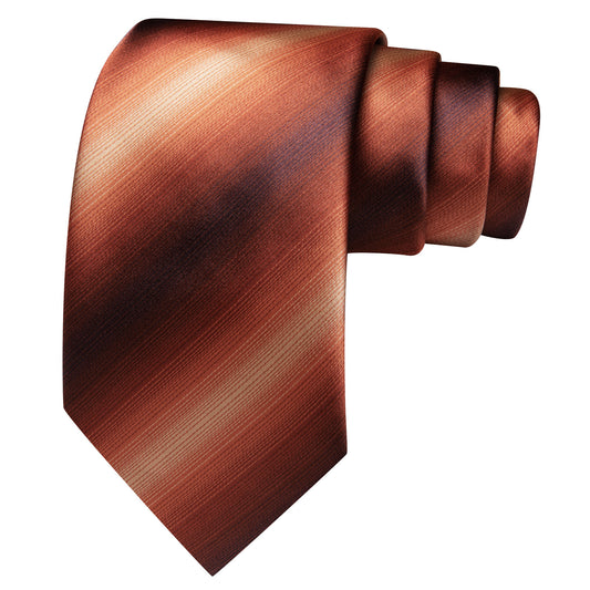 Barry. Wang Rust Striped Tie Mens Silk Tie Pocket Square Cufflinks Set