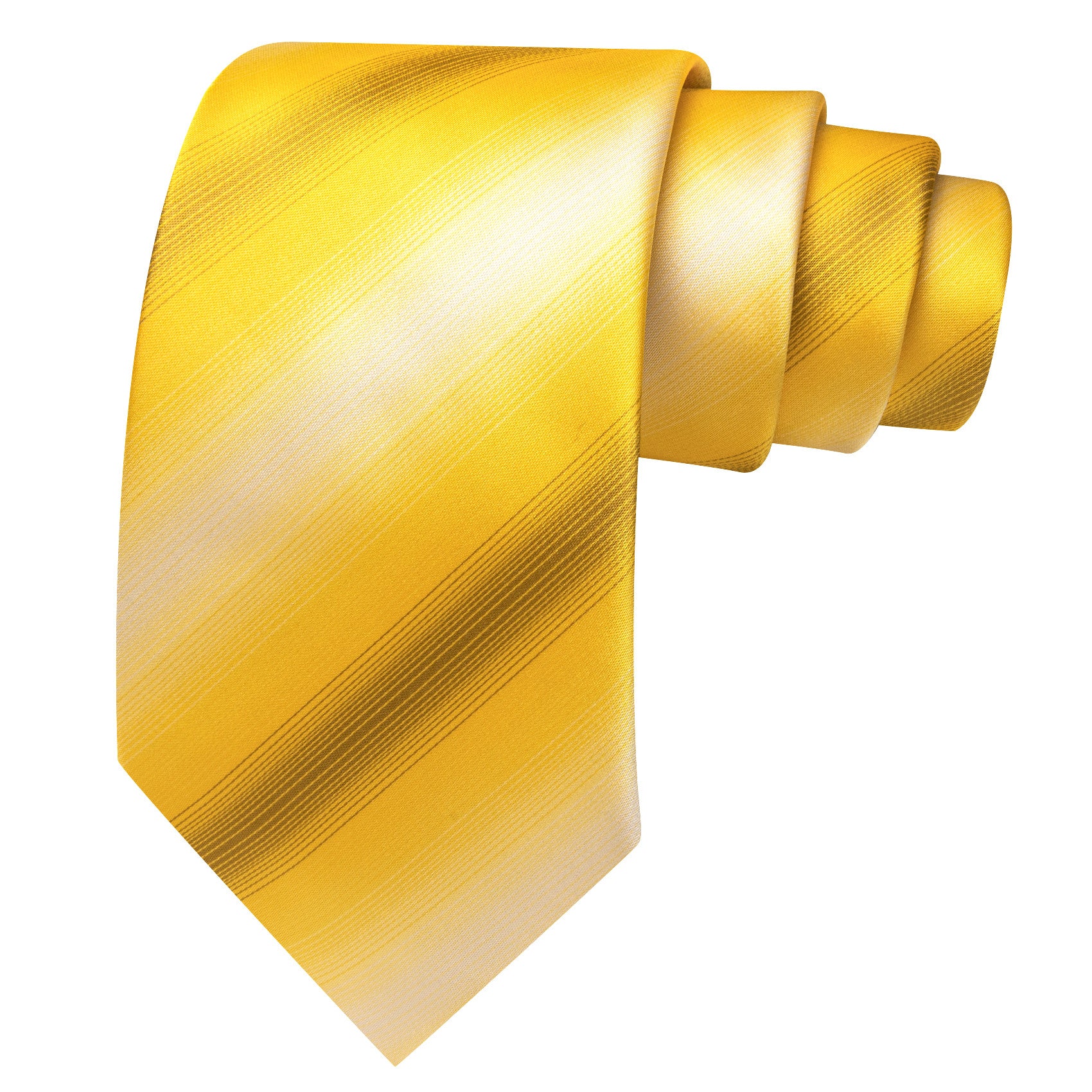 Barry. Wang Mens Tie Silk Mustard Yellow Striped Necktie Hanky Cufflinks Set