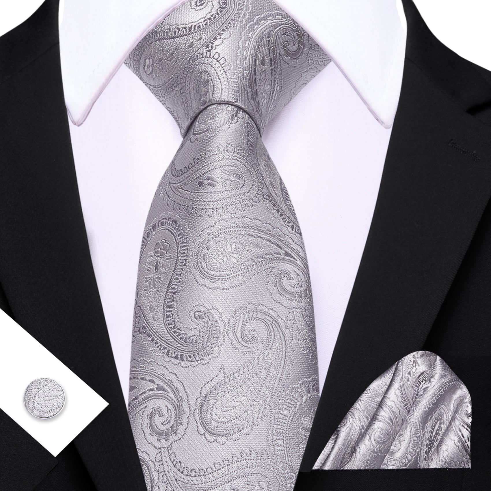 Barry Wang Mens Silver Tie Paisley Tie Formal Necktie Set For Men – Barry. Wang Barry Wang Mens Silver Tie Paisley Tie Formal Necktie Set For Men – Barry. Wang