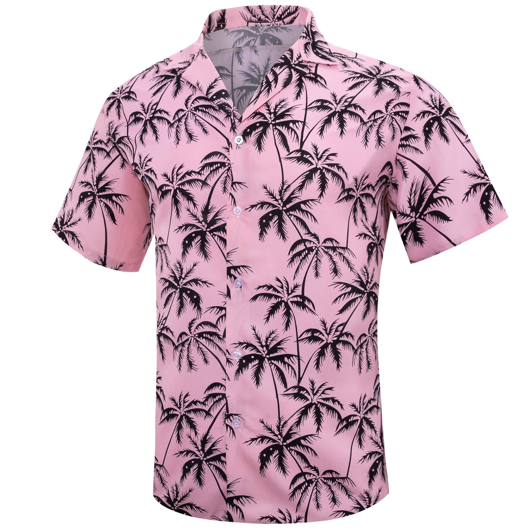 Barry. Wang Pink Black Coconut Tree Short Sleeves Shirt