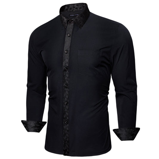 mens satin black shirt