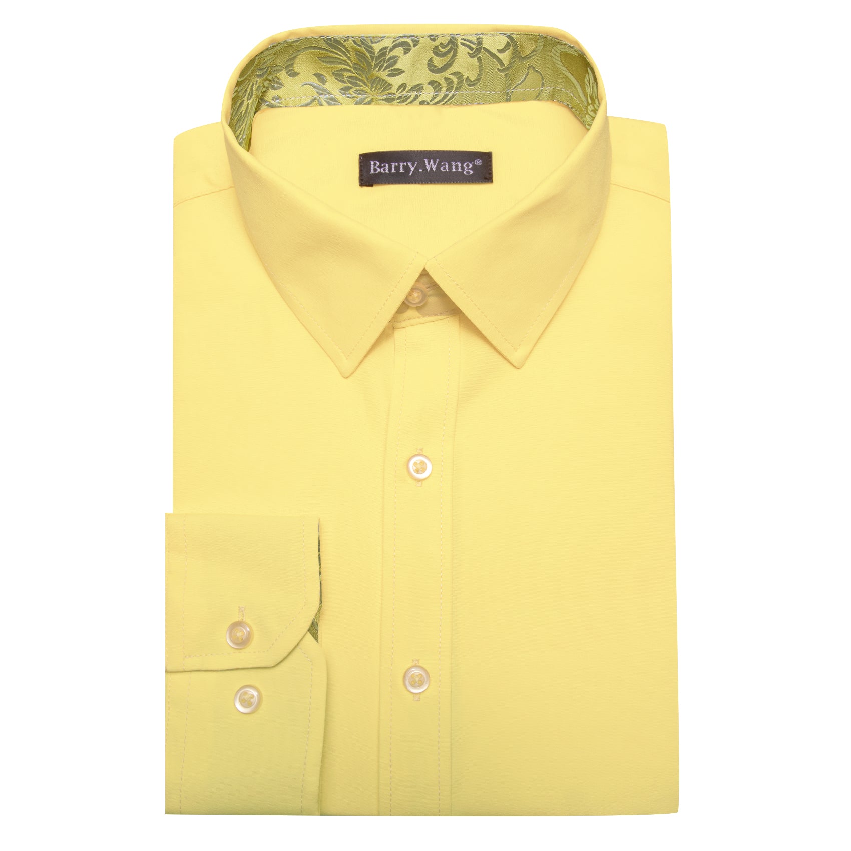 Barry.wang Formal Light Yellow Splicing Men's Business Shirt