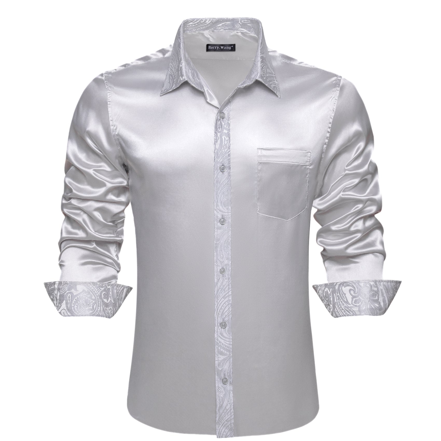 Long Sleeve Button Down Mens Gray Dress Shirt Wang Grey Shirt