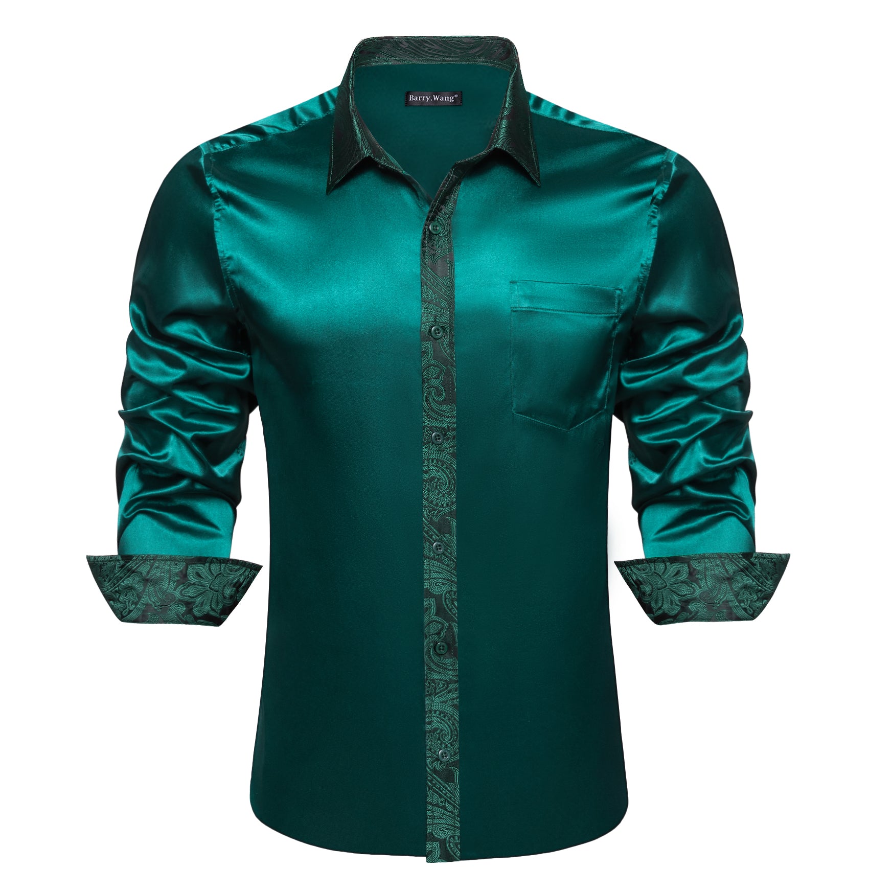 Barry.wang Green Solid Men's Shirt
