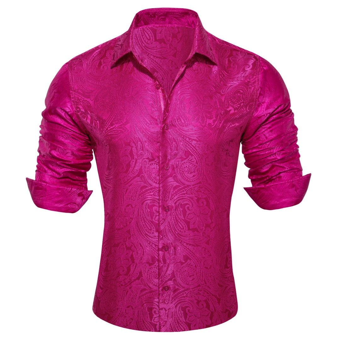 Barry. Wang Mens Fuchsia Pink Western Shirts Paisley Long Sleeve Button Down Dress Shirt, 4XL Barry. Wang Mens Fuchsia Pink Western Shirts Paisley Long Sleeve Button Down Dress Shirt, 4XL