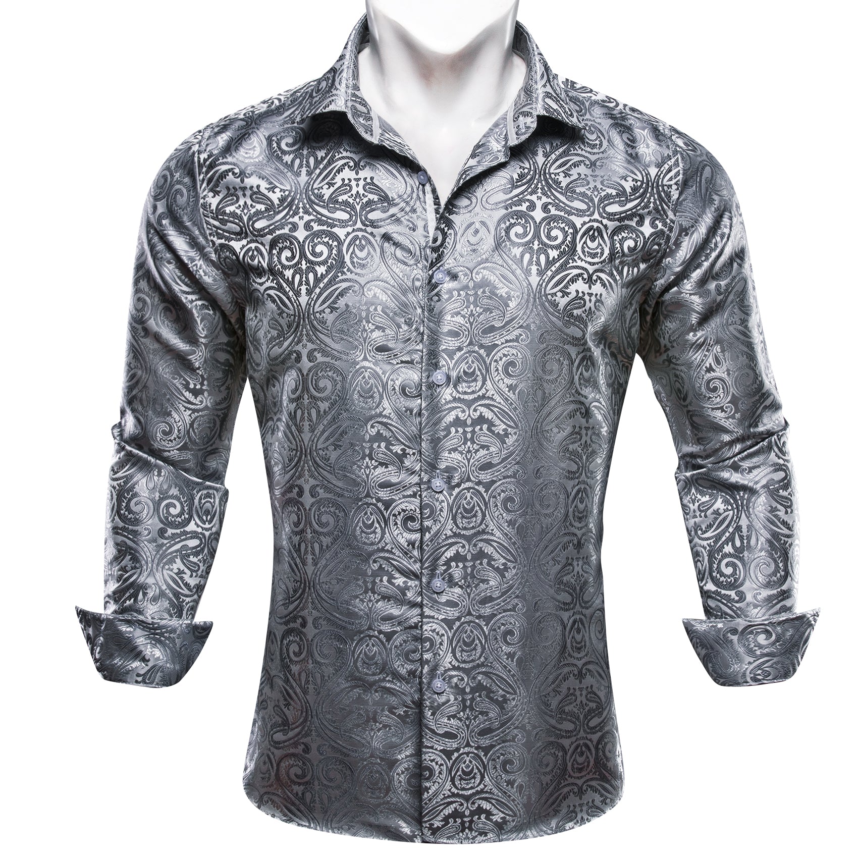 Grey Silk Shirt Mens Silk Shirt Black And Silver Dress Shirt Paisley Shirt Mens Black Grey Silk Shirt Mens Silk Shirt Black And Silver Dress Shirt Paisley Shirt Mens Black