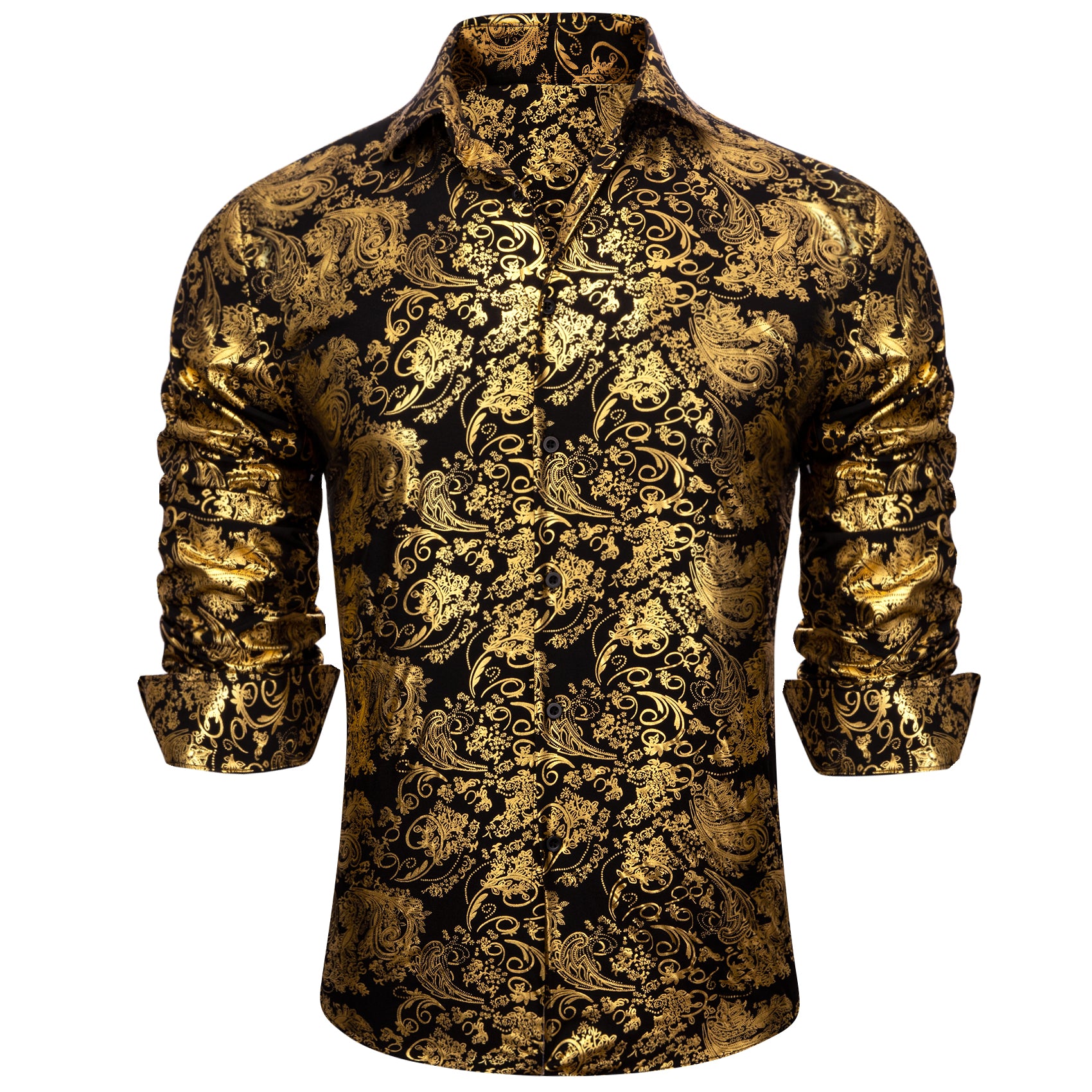 black and yellow mens dress shirt High-Collar Yellow/Black Abstract Dress Shirt by G. Gianni