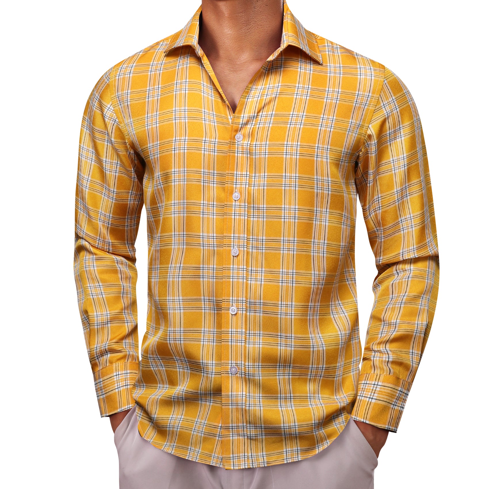 yellow plaid dress shirt
