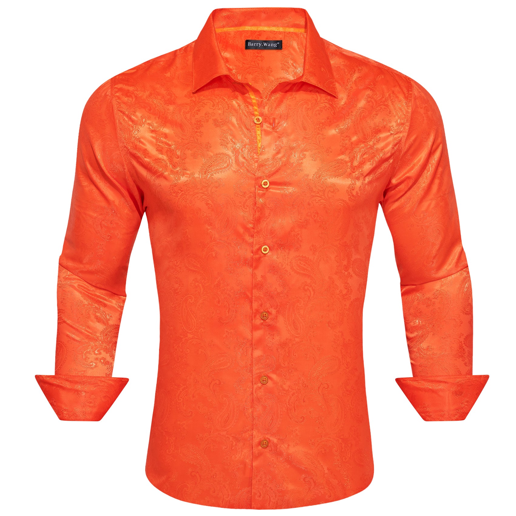 Barry. Wang Mens Orange Paisley Dress Shirt Business Casual Long Sleev Barry. Wang Mens Orange Paisley Dress Shirt Business Casual Long Sleev