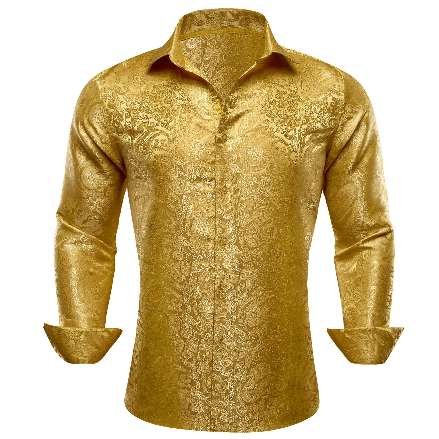 Barry. Wang Mens Dress Shirt Gold Paisley Long Sleeve Casual Button Down Shirt, XL Barry. Wang Mens Dress Shirt Gold Paisley Long Sleeve Casual Button Down Shirt, XL