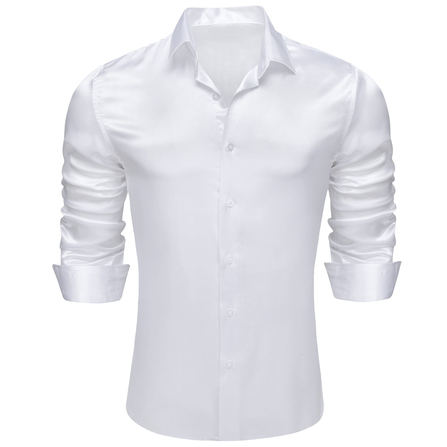 Barry.wang White Solid Silk Shirt