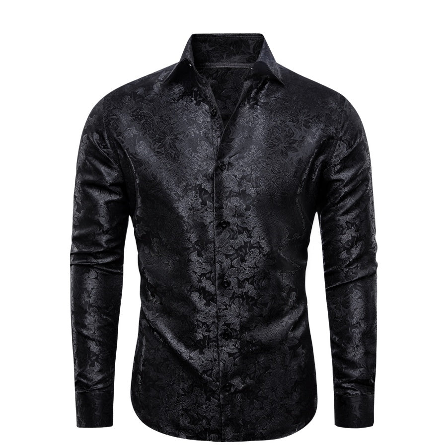 floral dress shirt for wedding Barry. Wang Black Floral Dress Shirt for Wedding Mens Formal Button Down Shirt, S