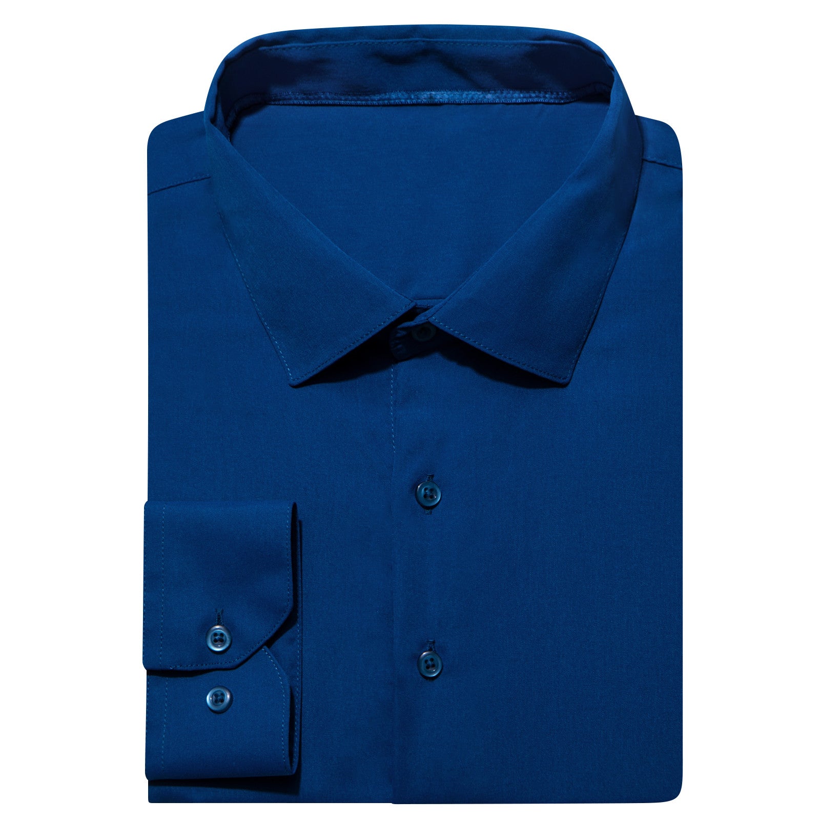 Barry. Wang Navy Shirt Solid Mens Silk Long Sleeve Silk Shirt