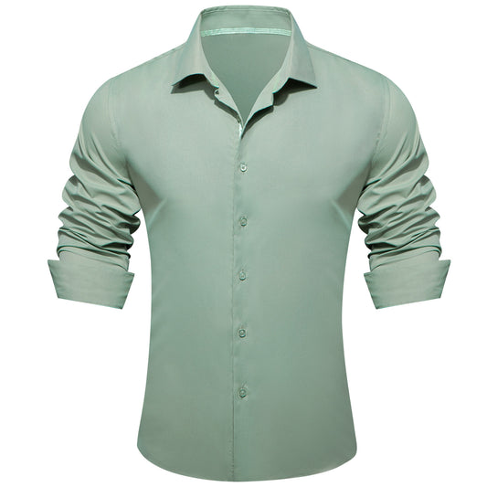 Barry. Wang Sage Green Dress Shirt Solid Business Casual Button Down Shirt