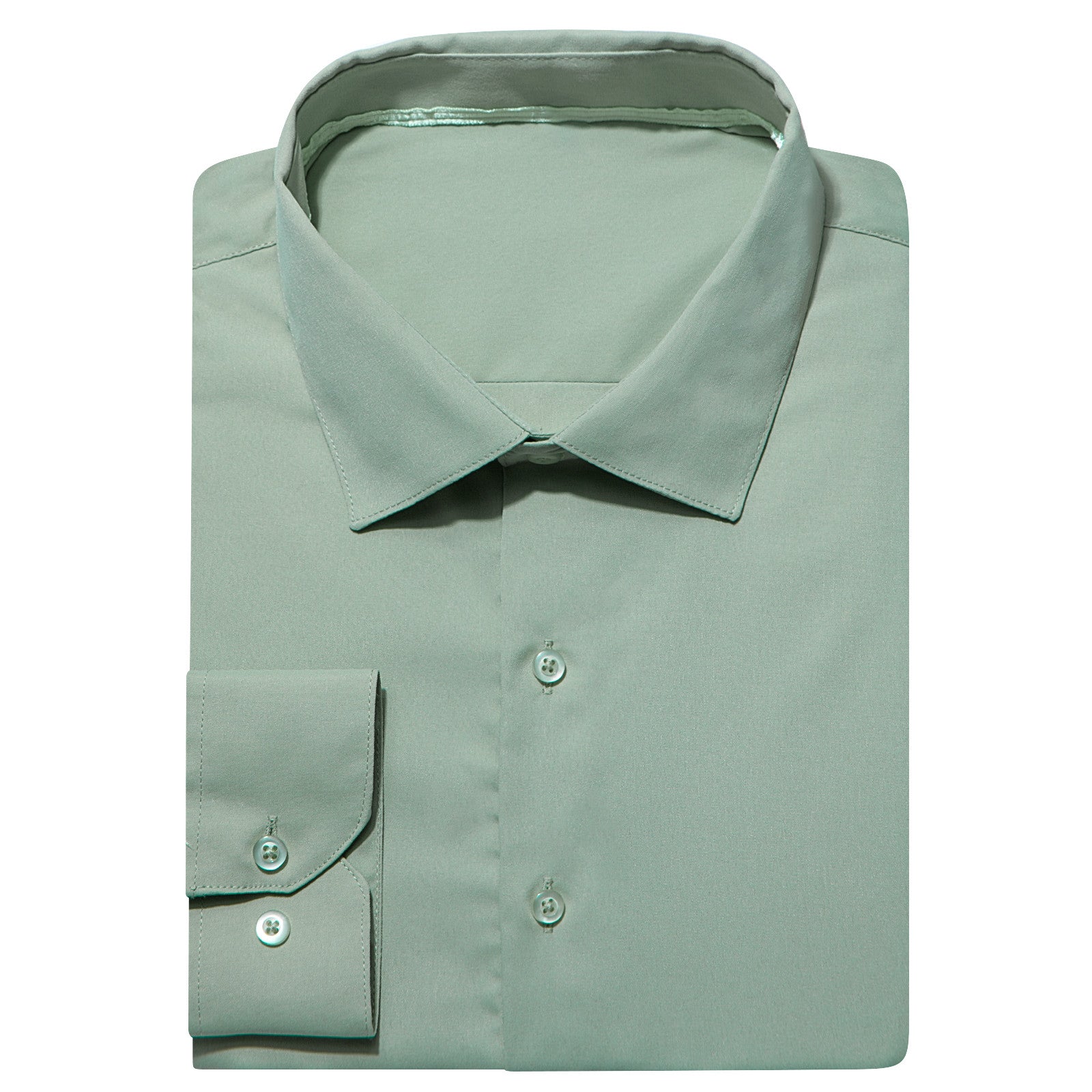 Barry. Wang Sage Green Solid Shirt Mens Silk Long Sleeve Button Down Casual Shirt