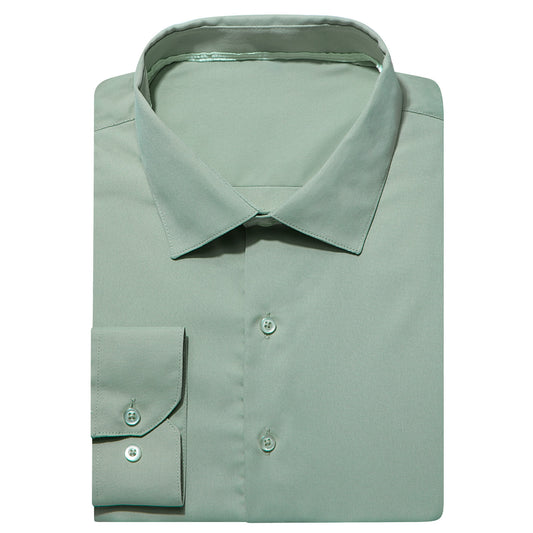 Barry. Wang Sage Green Dress Shirt Solid Business Casual Button Down Shirt