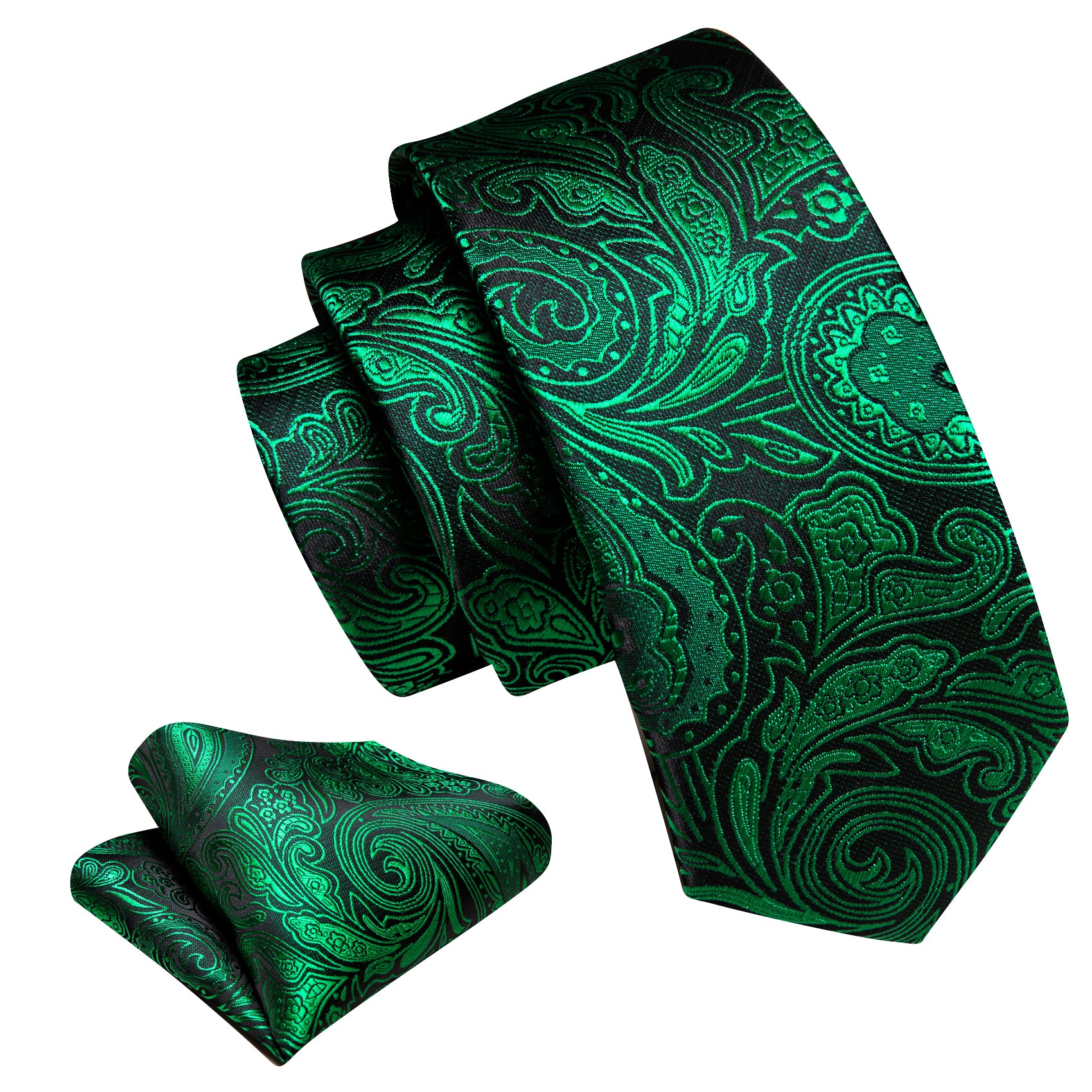 Barry. Wang Kids Tie Green Paisley Children Tie Pocket Square Set