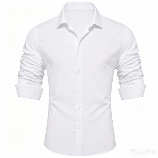 Barry. Wang Wrinkle Free Mens Shirt Stain Resistant Button Up Long Sleeve White Solid Shirt for Work
