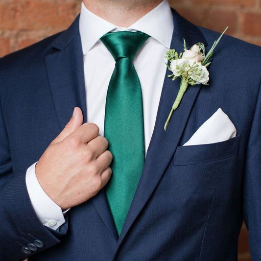 Barry. Wang Emerald Green Necktie Silk Men's Solid Satin Wedding Tie Hanky Cufflinks Set