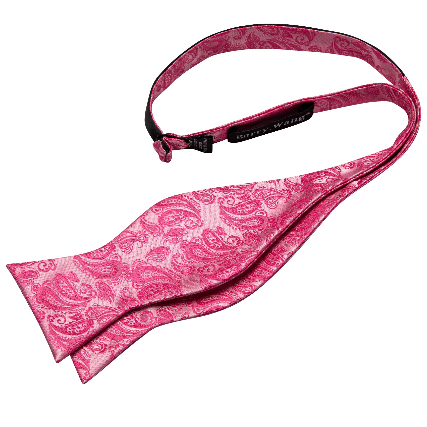 Hot Pink Paisley Silk Bow Tie Hanky Cufflinks Set
